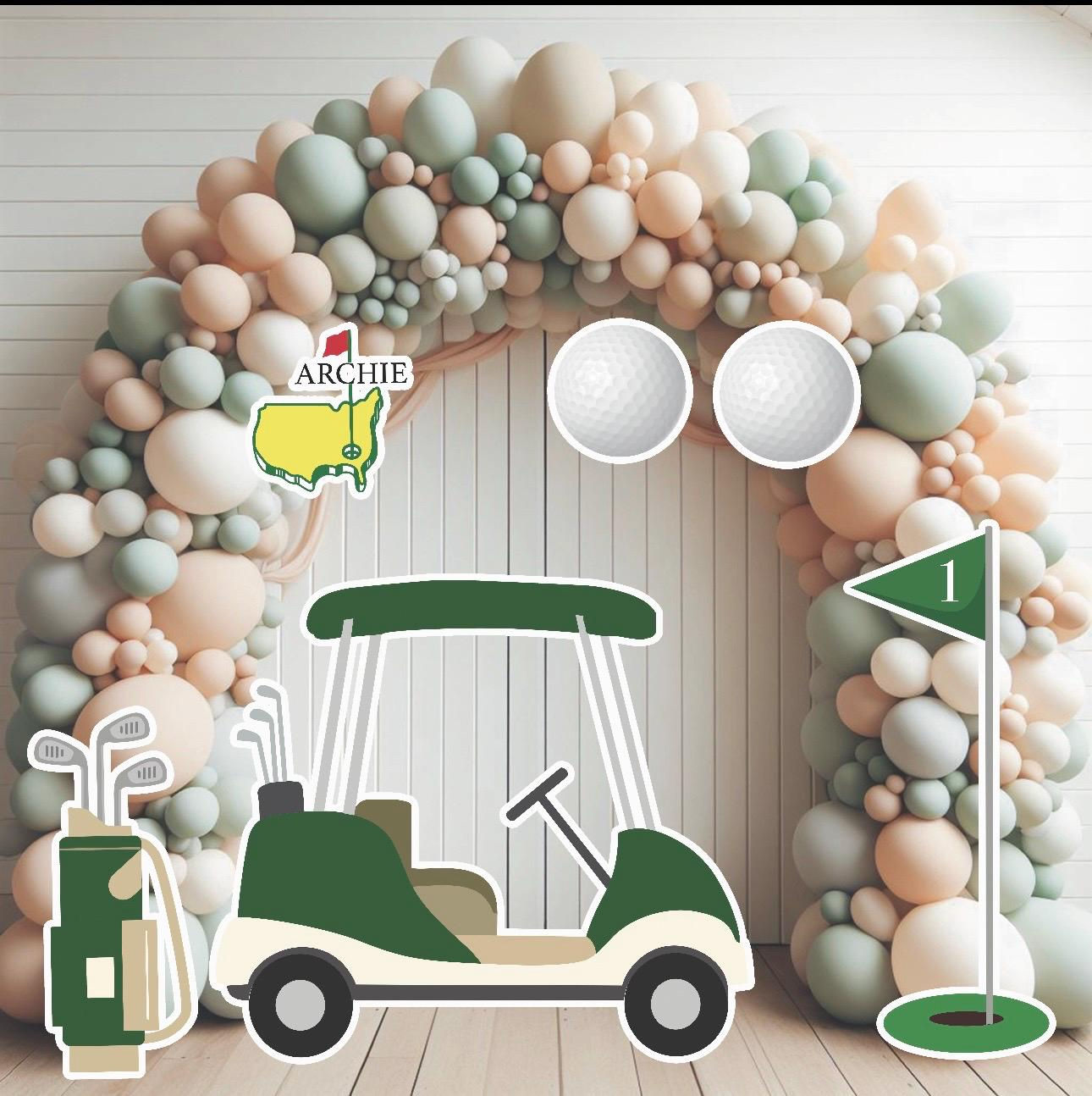 S633HS UV printed, colorplast cutouts party decorations: Golf Set