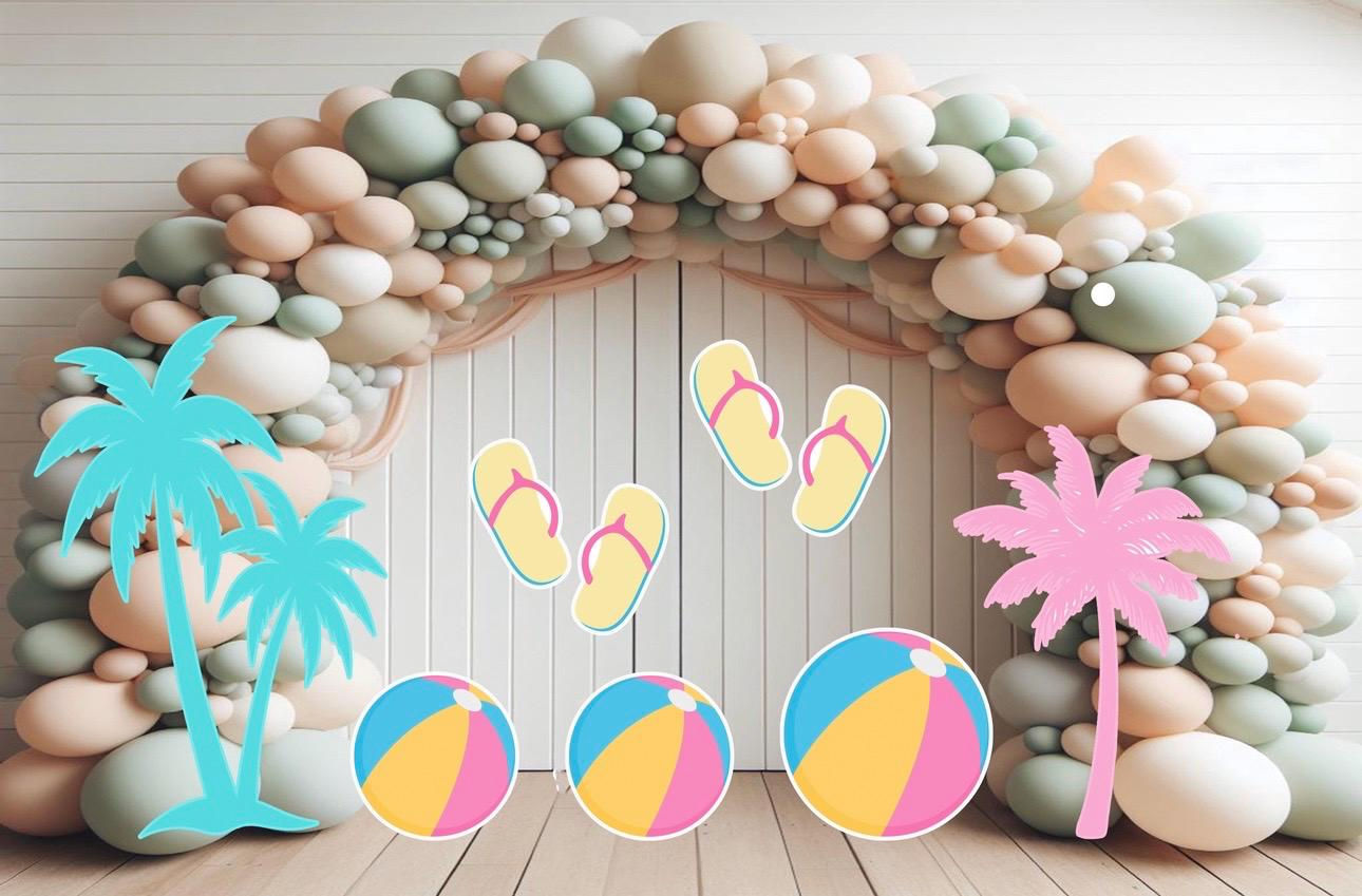 S801FS(SB) , S802QS UV printed, colorplast cutouts party decorations: beach set