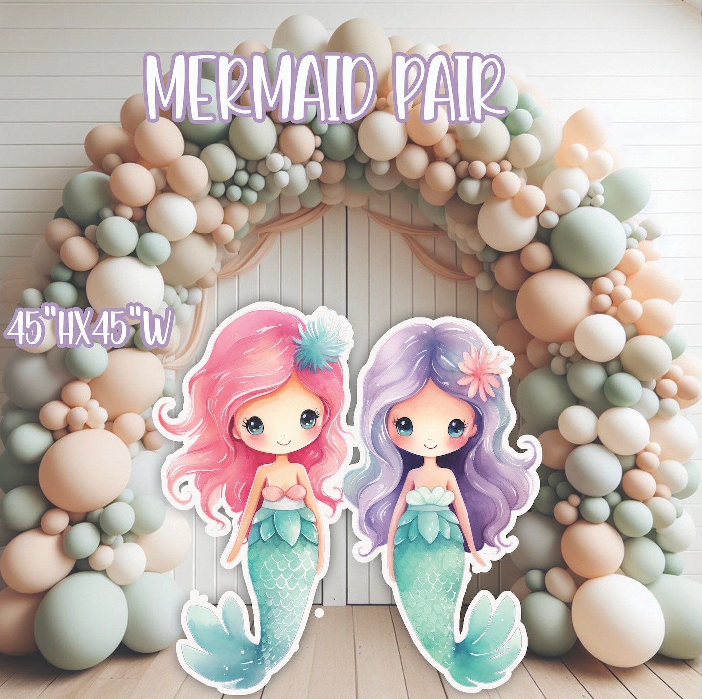 S165HS UV printed, colorplast cutouts party decorations: Mermaid Set