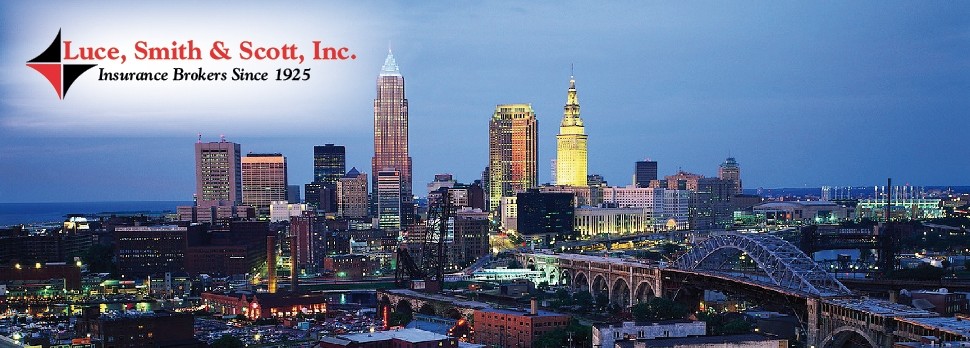 Luce, Smith & Scott, Inc. Insurance Brokers Since 1923, Cleveland city skyline.