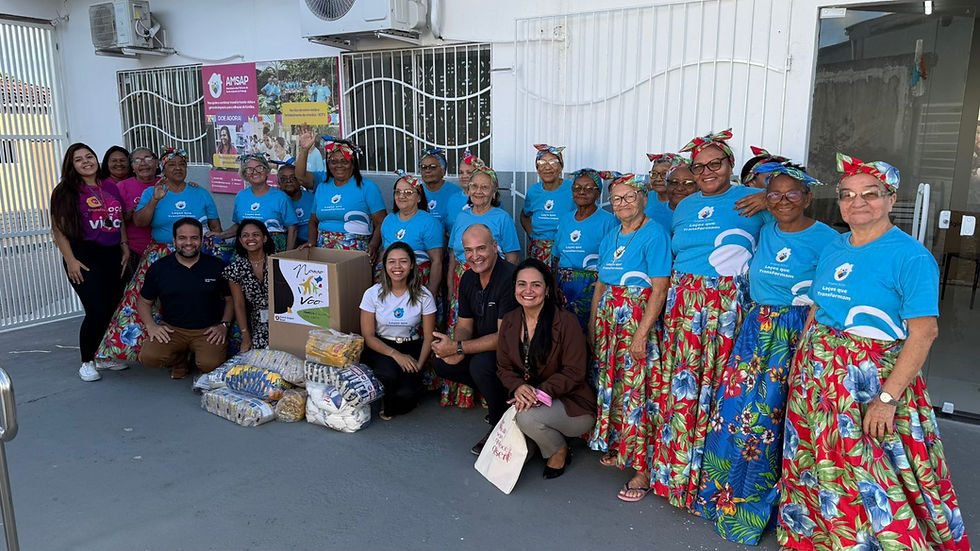 Visita da equipe da Zurich Airport Natal à AMSAP, realizada em 28 de maio de 2026, marcada pela entrega de alimentos arrecadados entre os colaboradores.