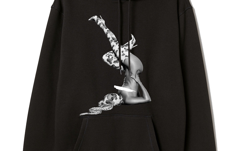 :Blk n White Pineapple Valley Hoodie