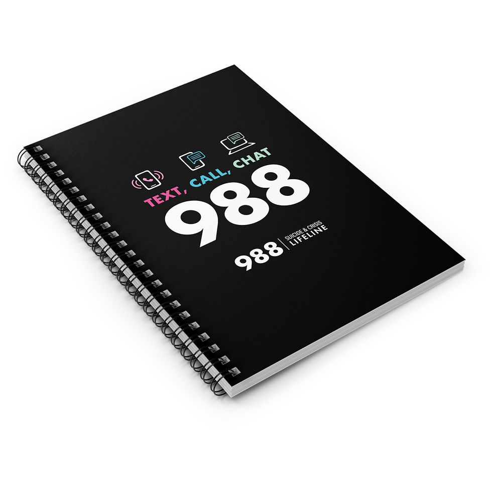 Thumbnail: 988 Call/Text/Chat Mental Health Support Spiral Notebook