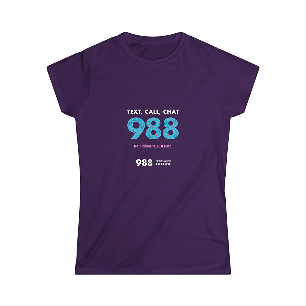 Thumbnail: Women's Tee, 988 Hotline Support Shirt w Multi-Color Pictographs in 988