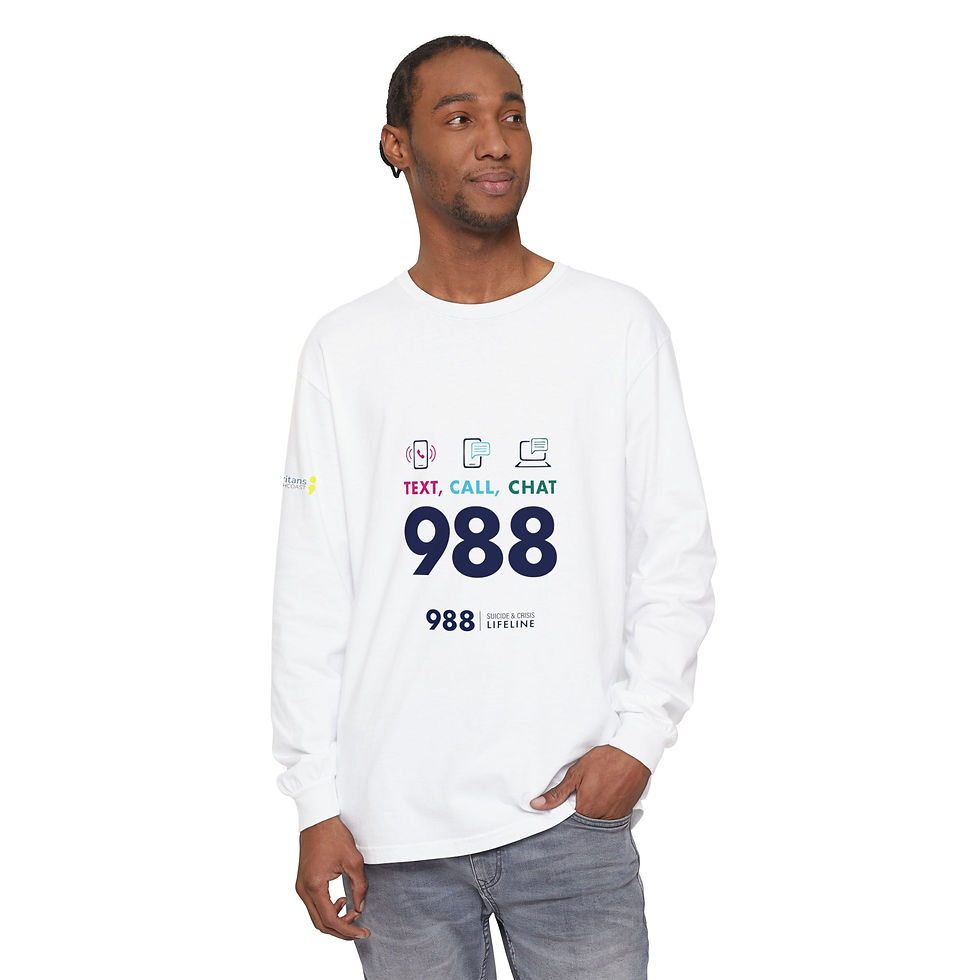 Thumbnail: 988 Lifeline Long Sleeve T-Shirt, Unisex Mental Health Awareness Tee