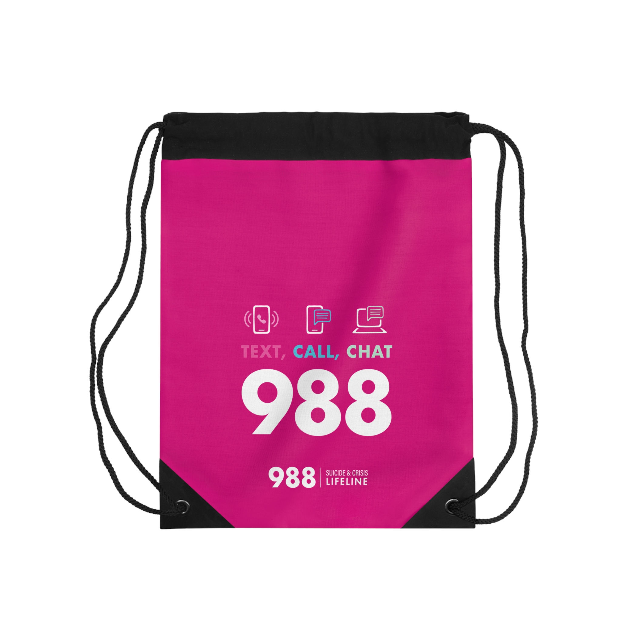 988 Call/Text/Chat Mental Health Support Drawstring Bag