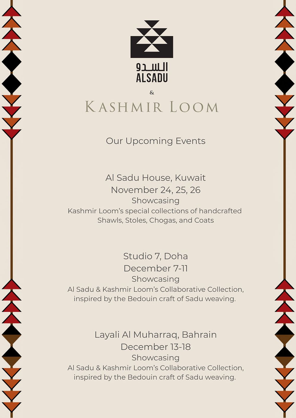 AlSadu & Kashmir Loom Upcoming Events in Kuwait
