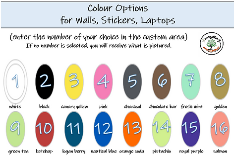 removable vinyl colour options.