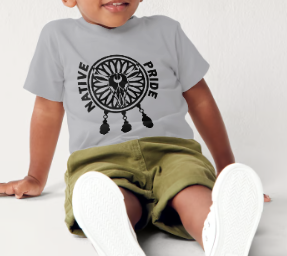 Native Pride Buffalo Skull on grey toddler t-shirt.