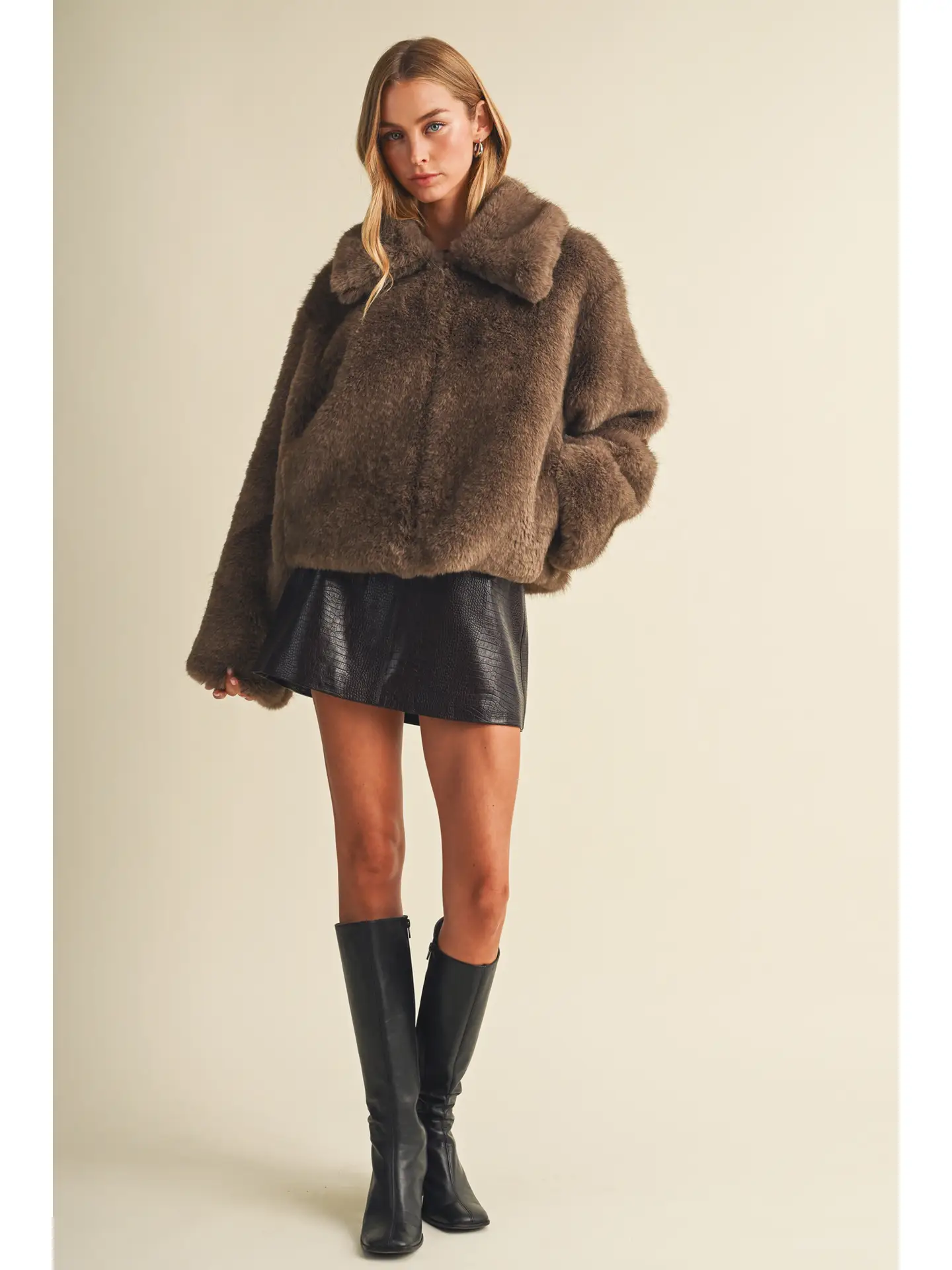 Mustard Seed| Wide Point Collar Voluminous Jacket