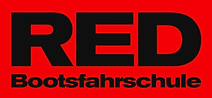 Logo der RED Bootsfahrschule schwarz auf rot