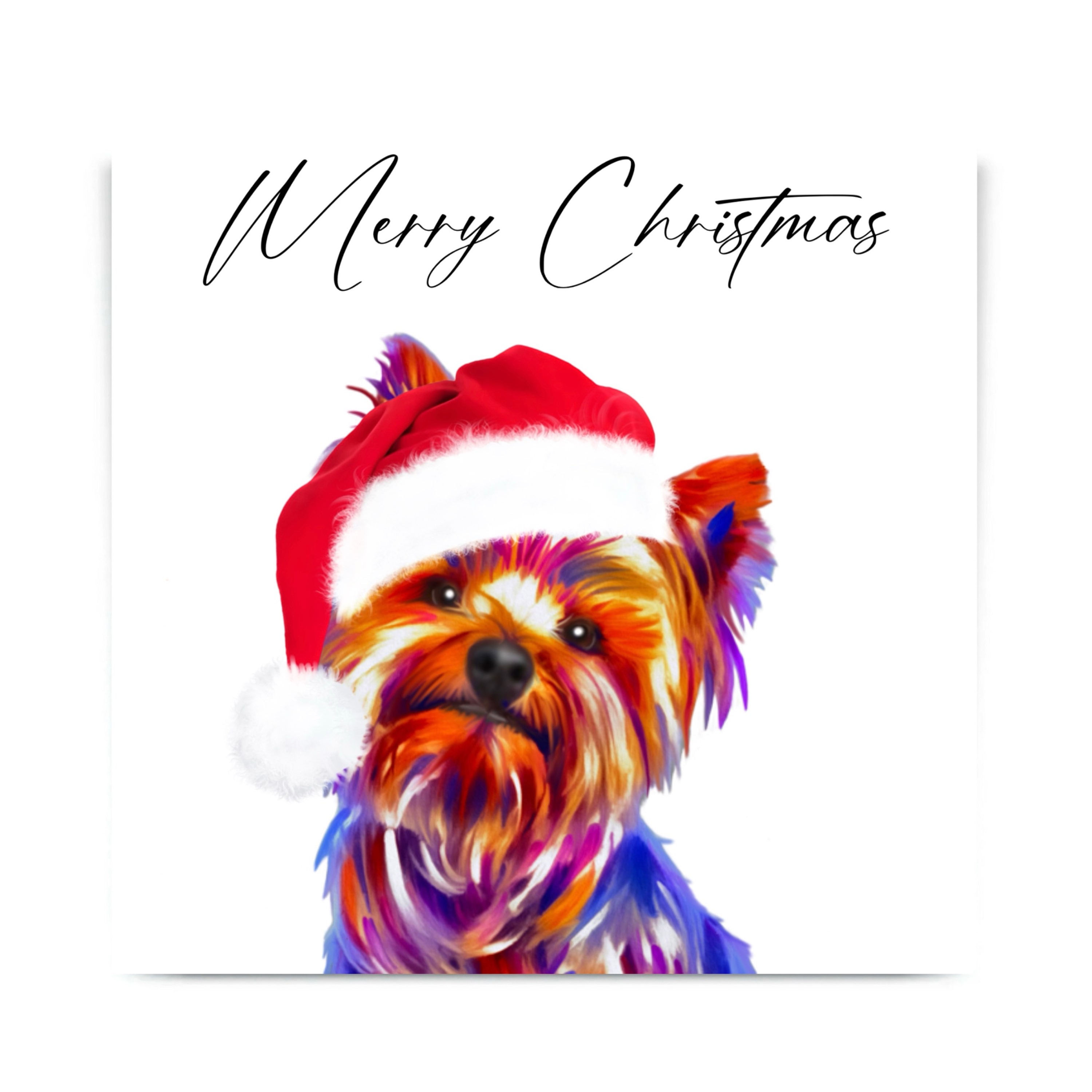 Yorkshire Terrier Dog Christmas Greetings Card.