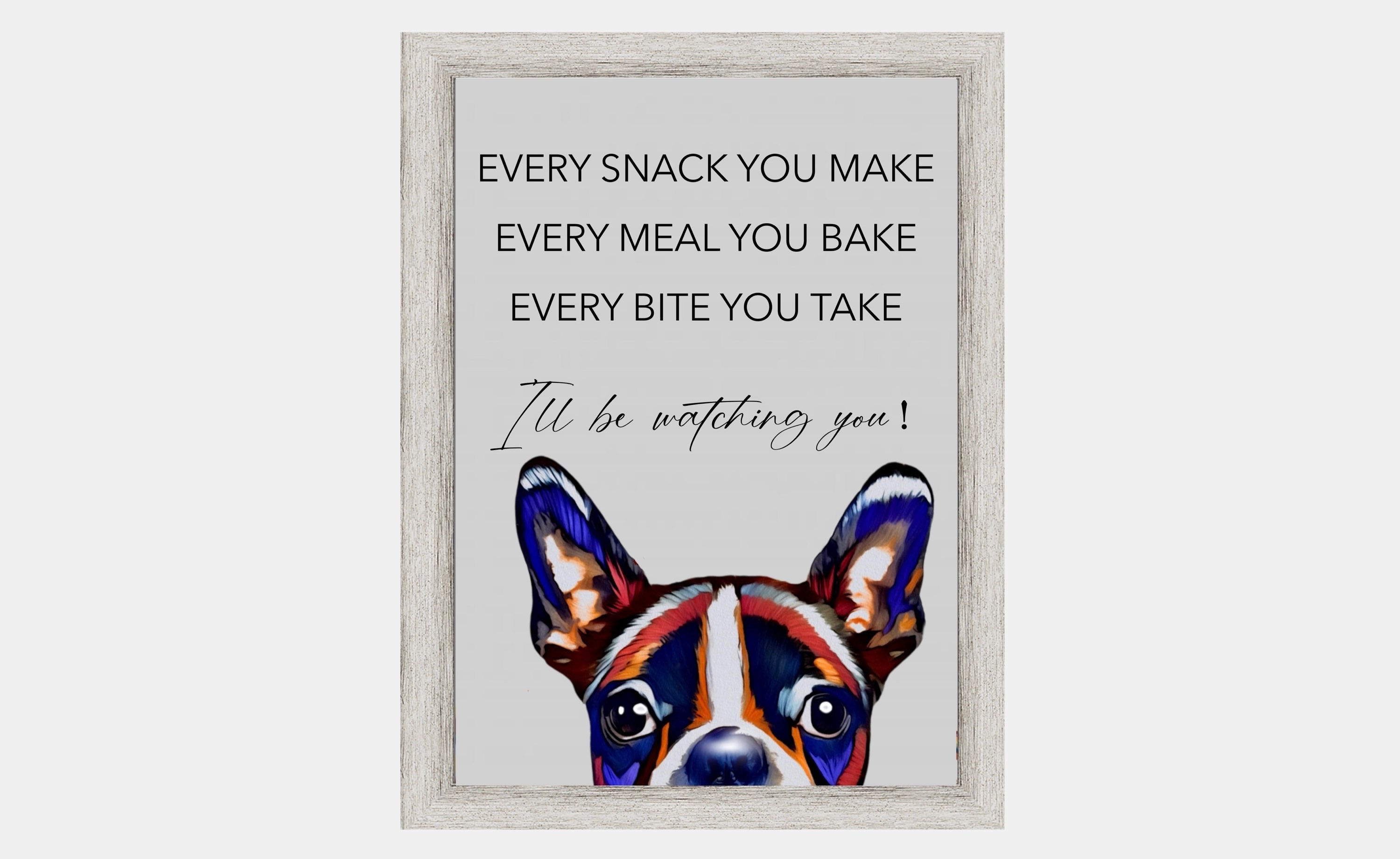 Boston Terrier Dog - Watching You! Framed Artwork.
