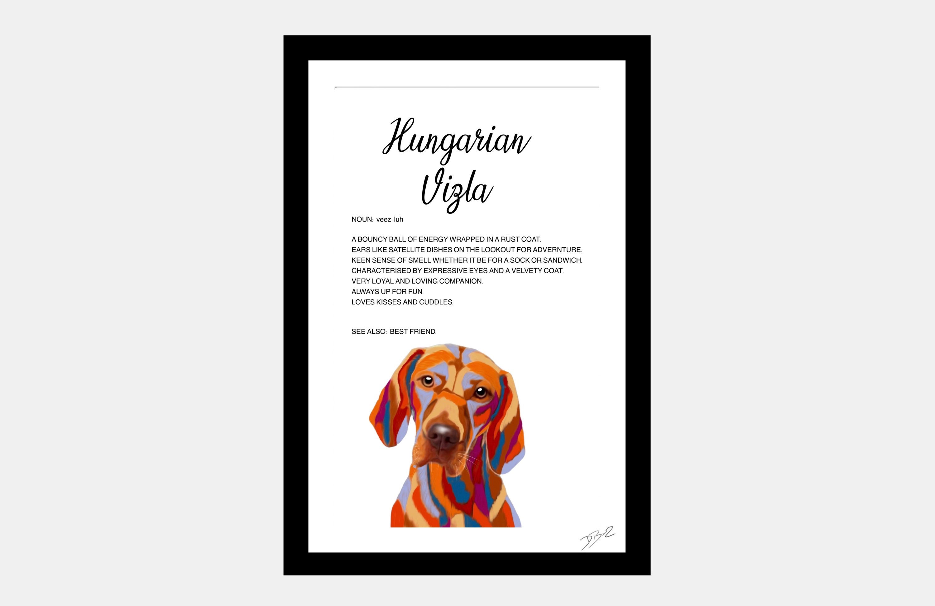 Hungarian Vizla Dog - Definition Quote - Framed Artwork.