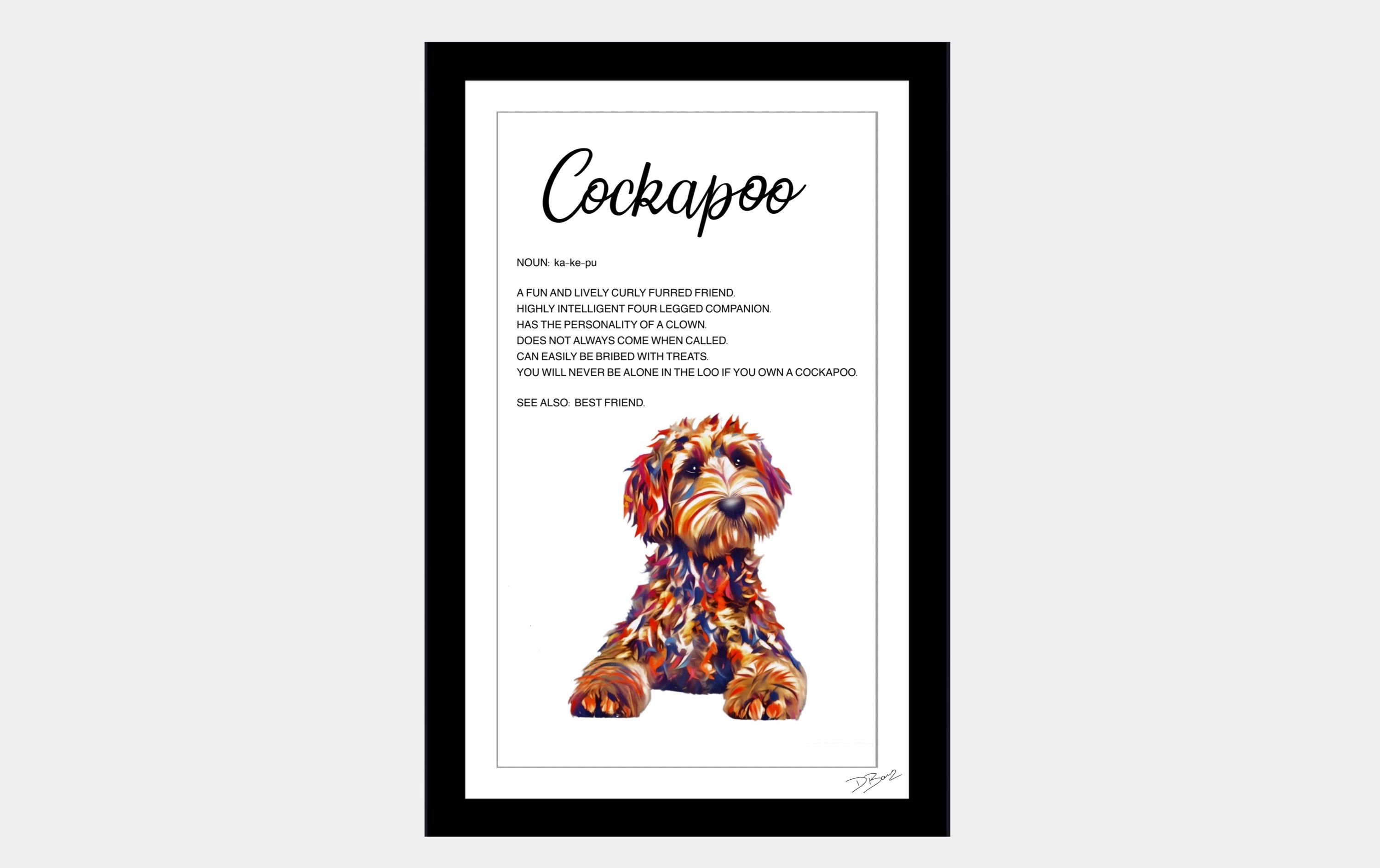Cockapoo Dog - Definition Quote Framed Artwork.
