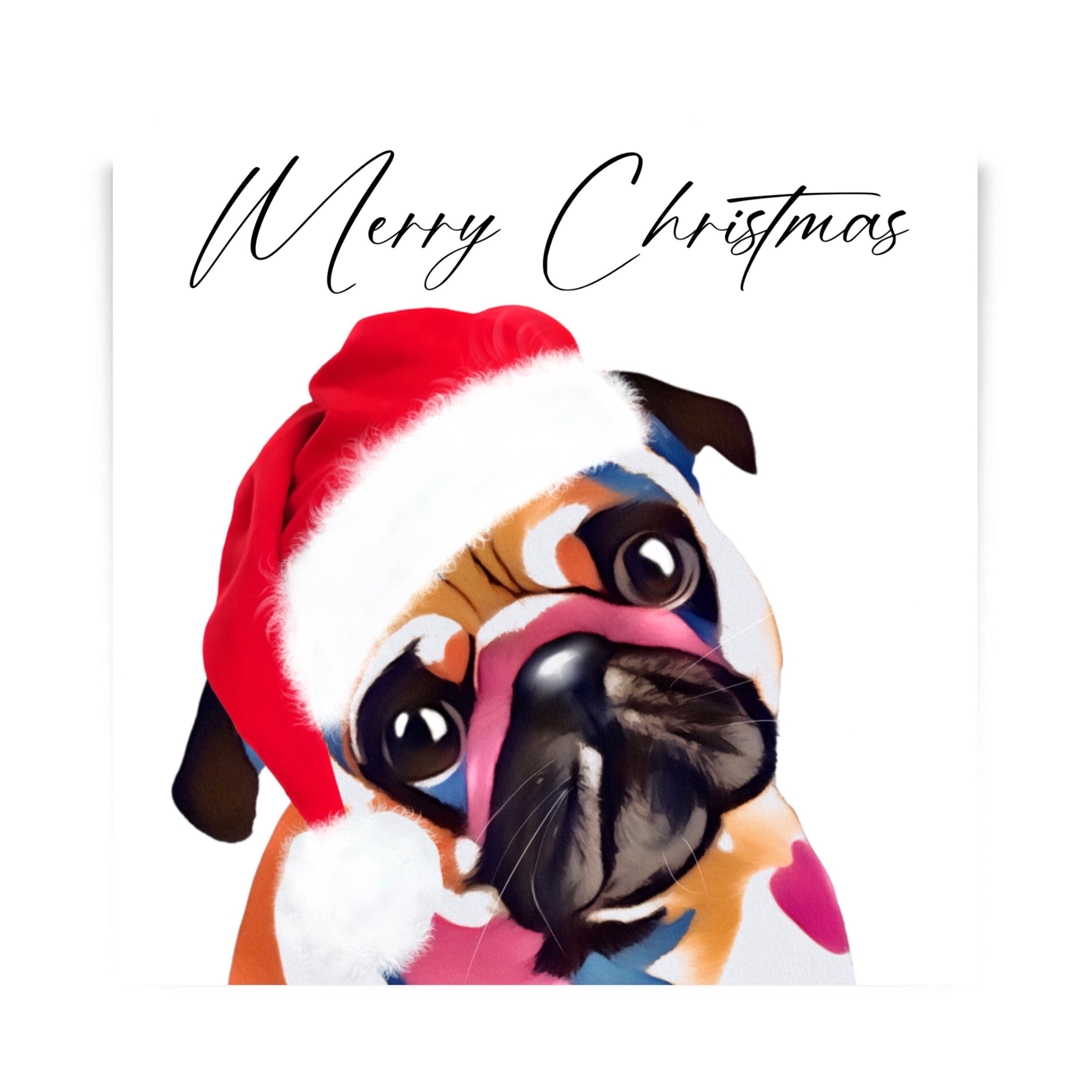 Pug Dog Christmas Greetings Card