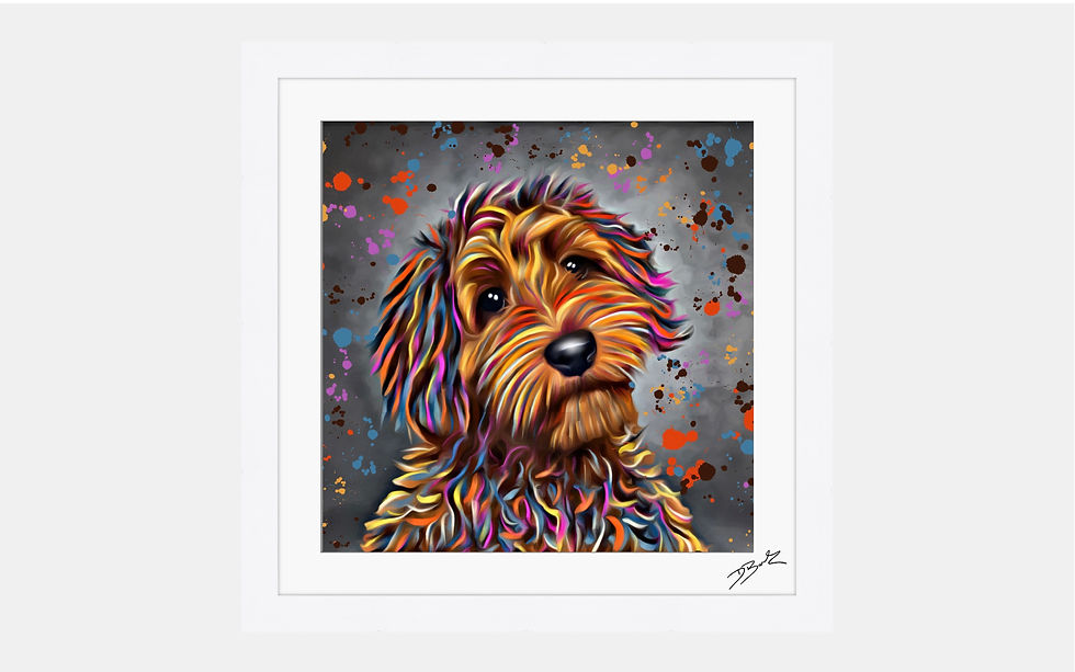 Thumbnail: Labradoodle Dog Colour Splash – Framed Contemporary Dog Art