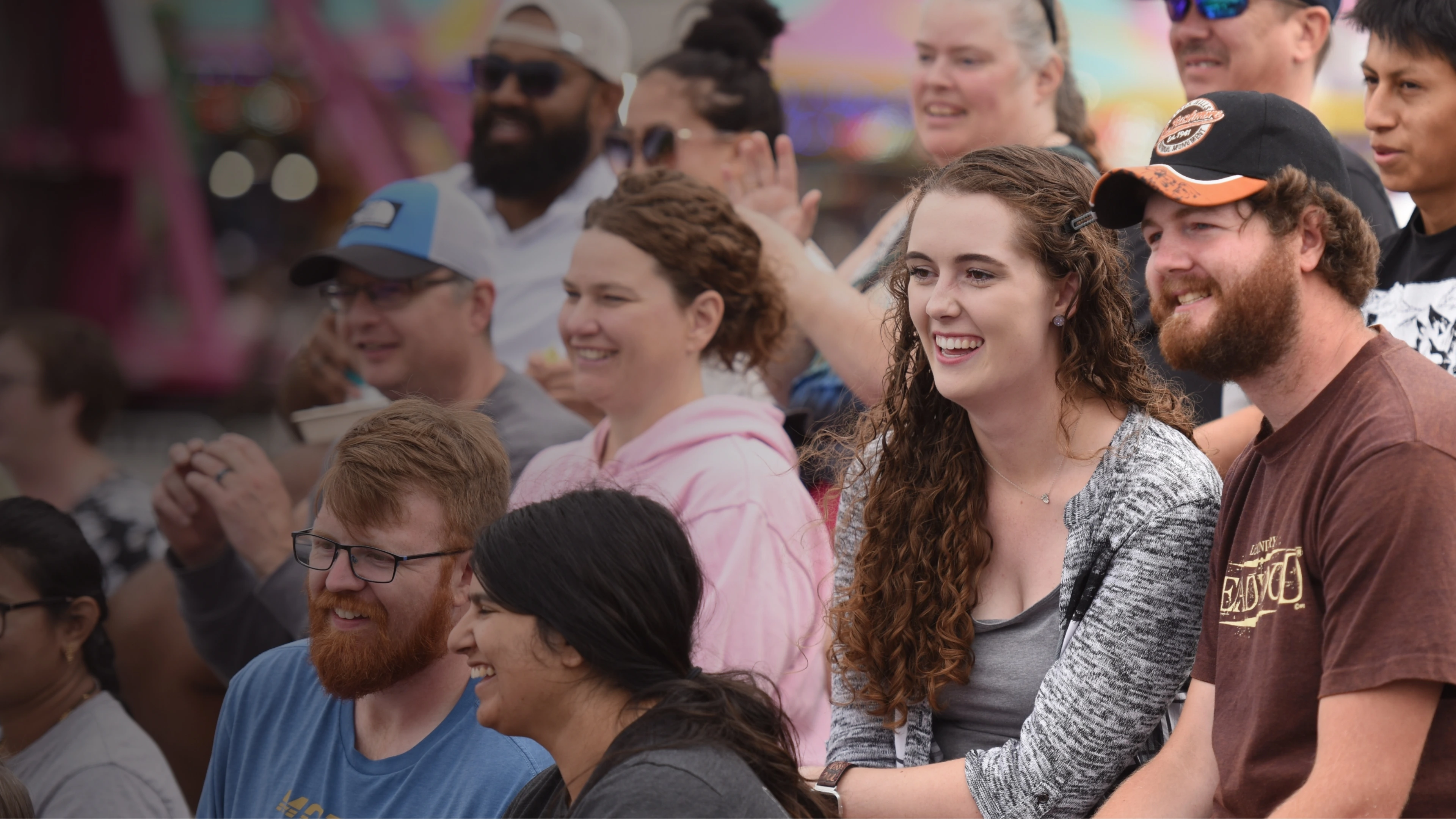 crowd of people smiling