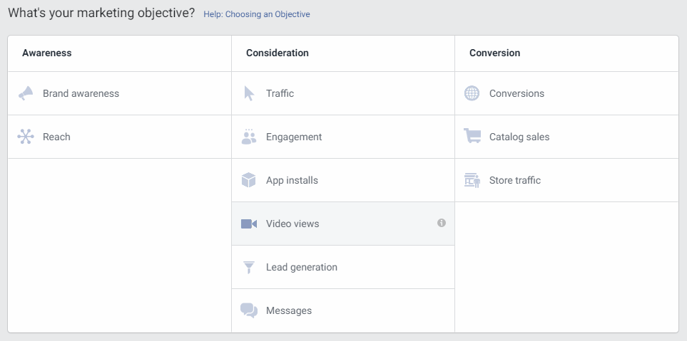 screenshot of creating a facebook ad campaign