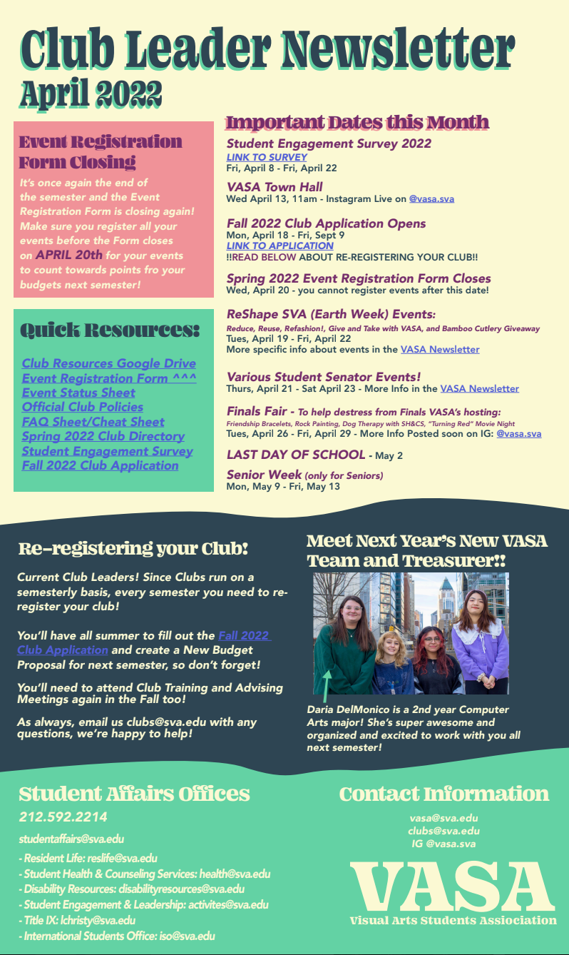 VASA Club Leader Newsletter