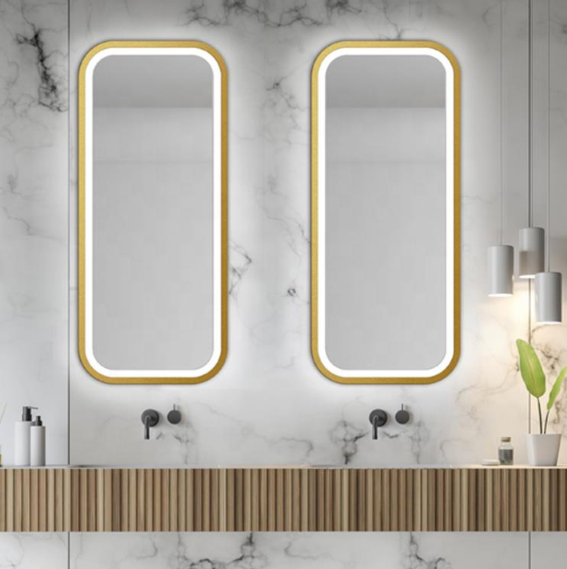 Wall Framed Lighted Full Length Mirror