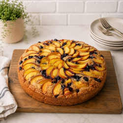 Blueberry and peach tart