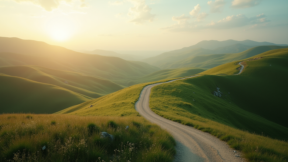 High angle view of a serene landscape with a winding path