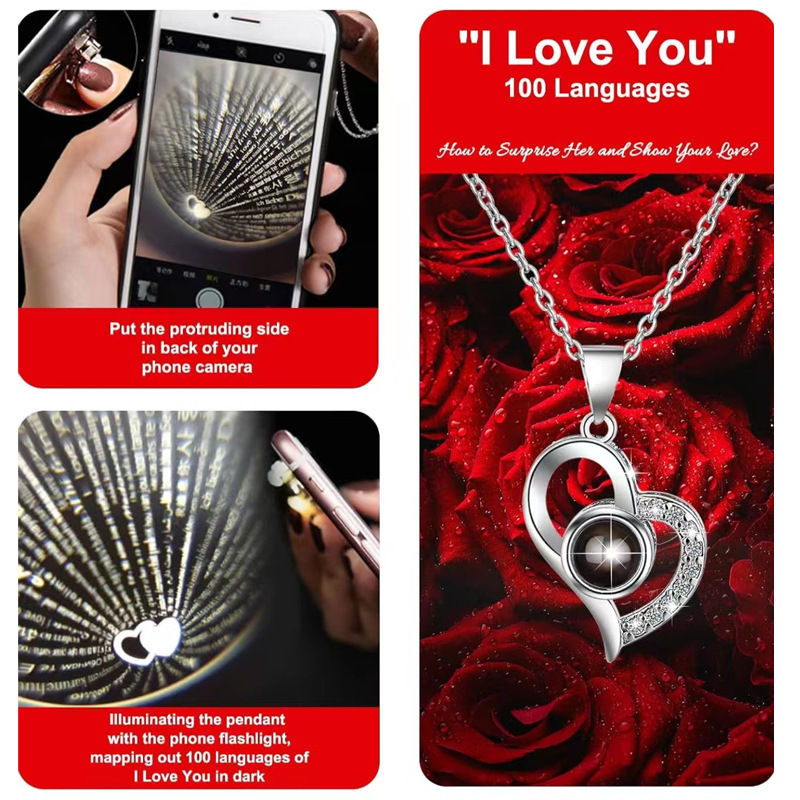 Thumbnail: Heart-Shaped Red Rose Necklace with Gift Box - Valentine's Day, Anniversary