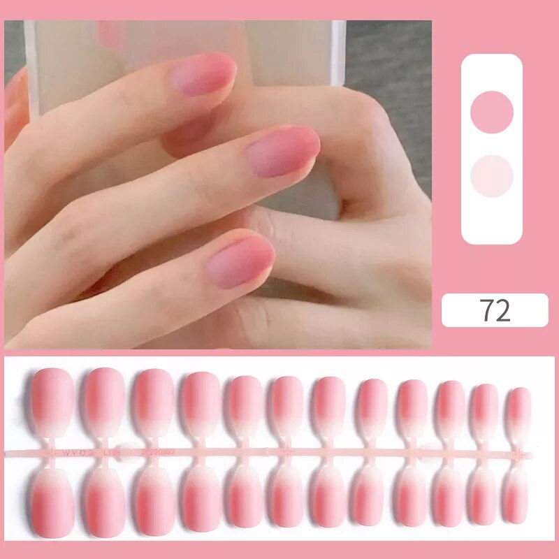 Thumbnail: 24pcs Sweet Summer Fake Nails Patches Pink
