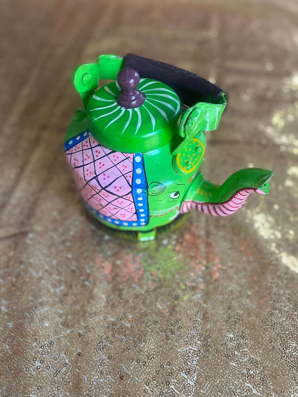 Thumbnail: Handcrafted Aluminium Elephant Kettle – 1000 ML Decorative Hand-Painted Teapot