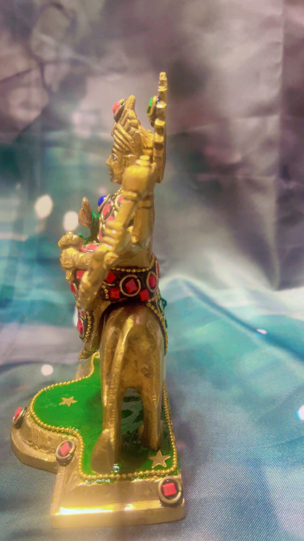 Thumbnail: Brass Durga Mata Idol on Lion , Sherawali Devi Murti for Home Temple