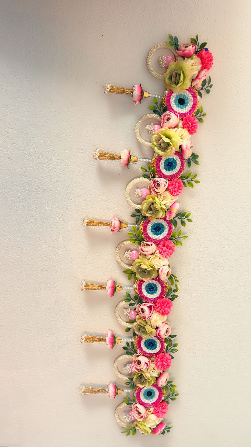 Thumbnail: FS-1292 Handmade Evil Eye Floral Toran Door | Luxury Nazar Raksha Bandarwal |