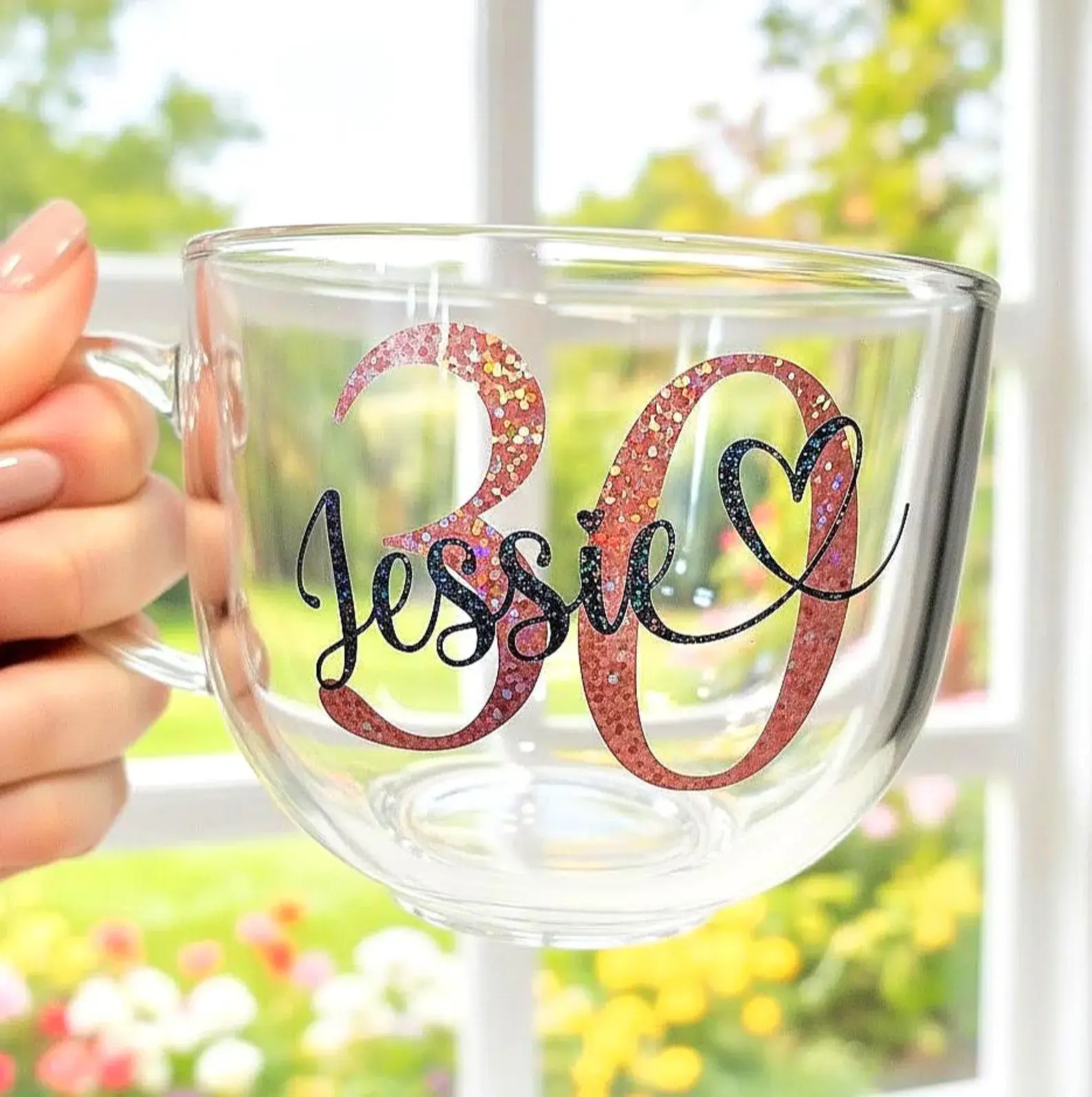 Personalised 30th Birthday Glass Coffee Mug Gift Idea For Her/Him Girl Women