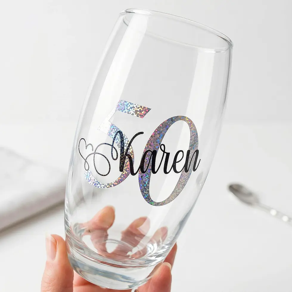 Thumbnail: Personalised 50th Birthday Glass High Ball Tumbler Gift For Women Mum Nan Auntie