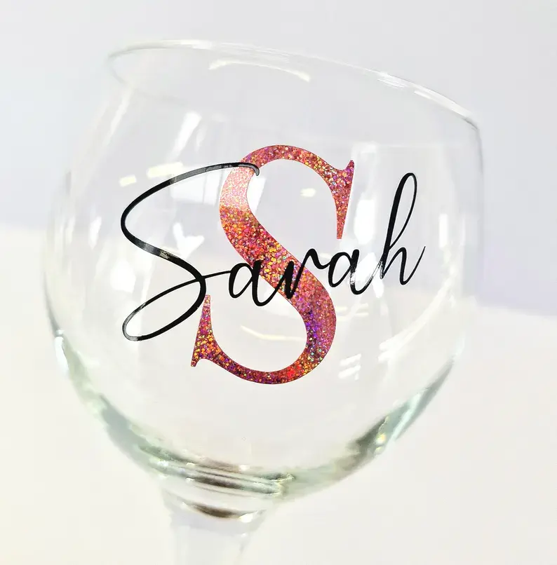 Thumbnail: Personalised Gin Glass With Gift Box Initial Name Christmas Secret Santa Gift