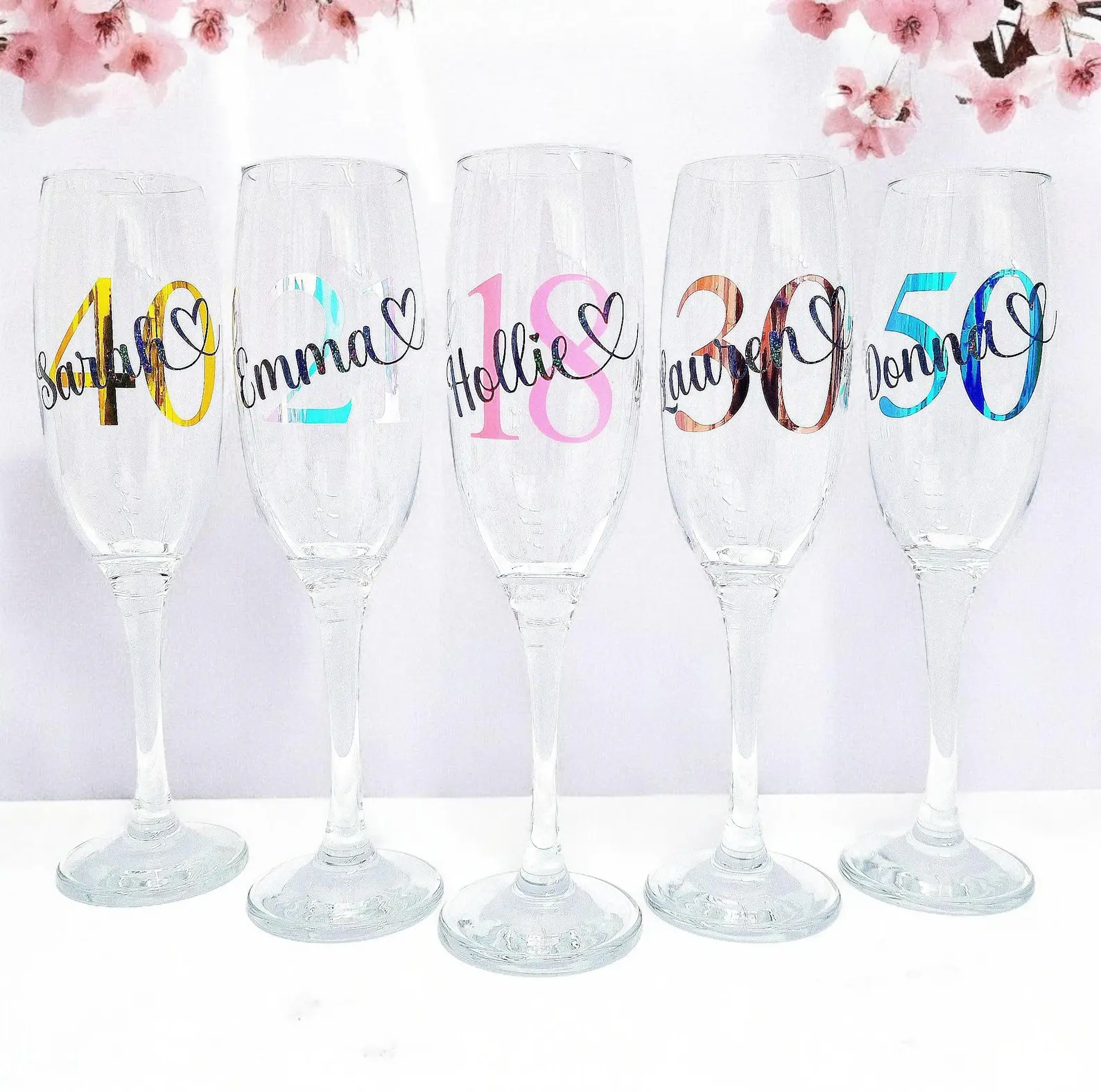 Personalised Birthday Prosecco Champagne Glass 18th 21st 30th 40th 50th 60th 70