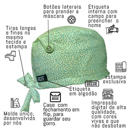 Miniatura: Florzinhas - Gorro cirúrgico Ipanema da coleção Botanic.