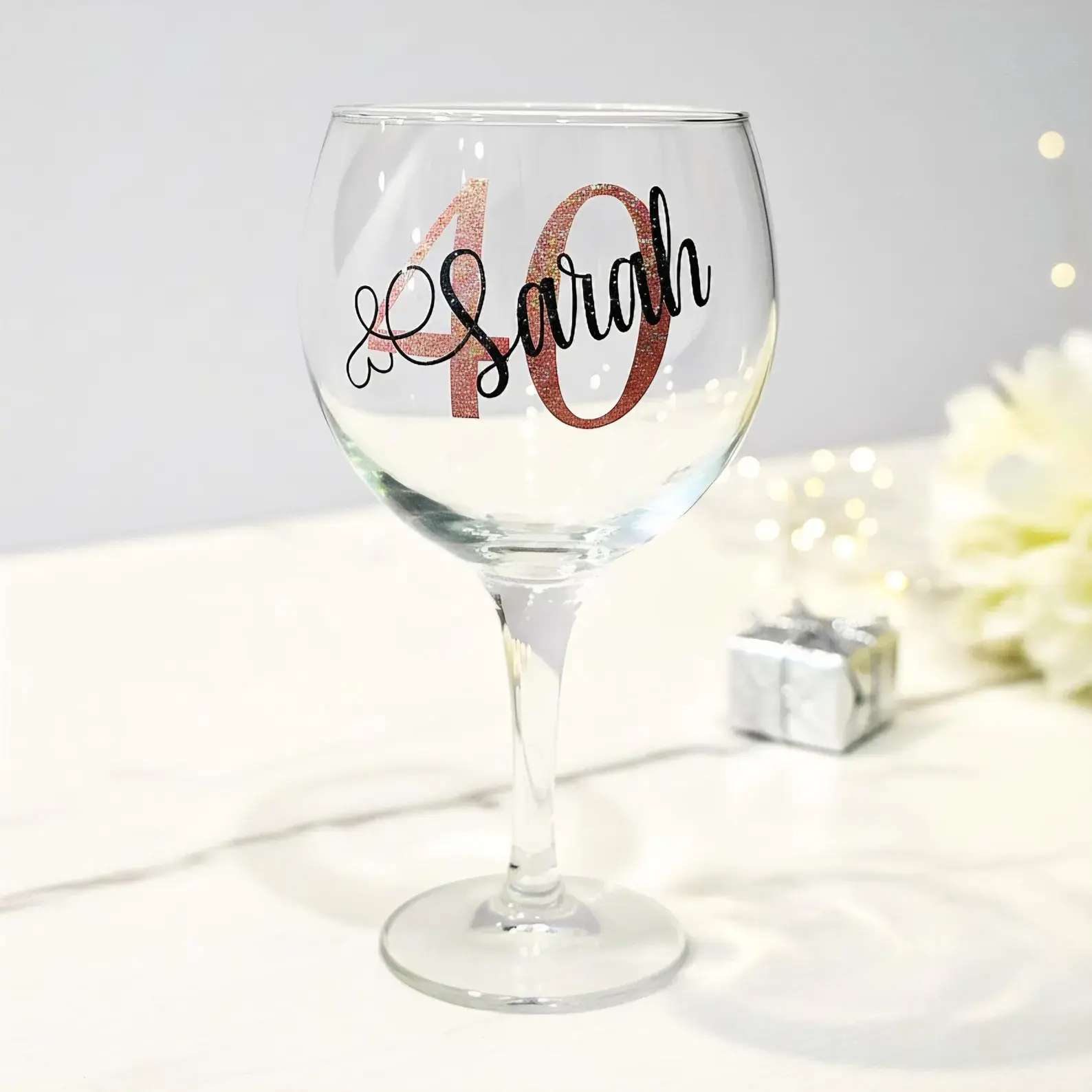 Personalised 40th Birthday Gin Glass With Gift Box Present For Her Women Bestie