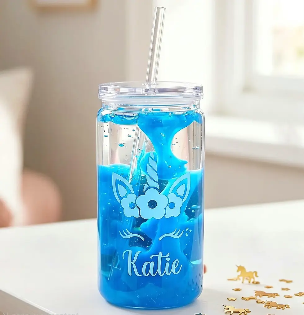 Thumbnail: Personalised Unicorn Lava Tumbler, Custom Water Drinking Jar with Straw,