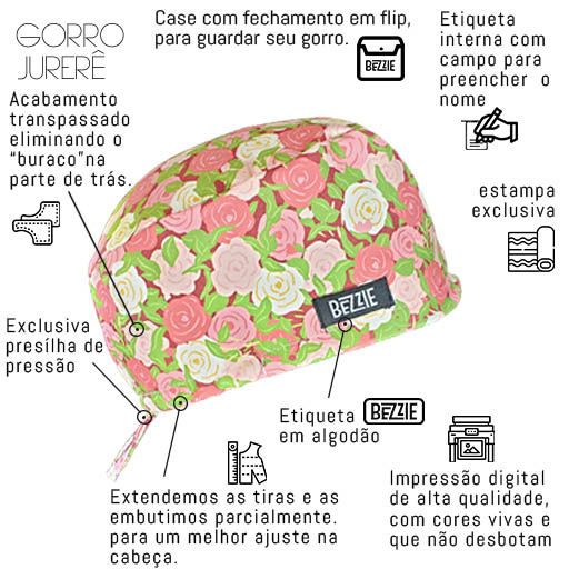 Miniatura: Rosas - Gorro Cirúrgico Jurerê - Primavera