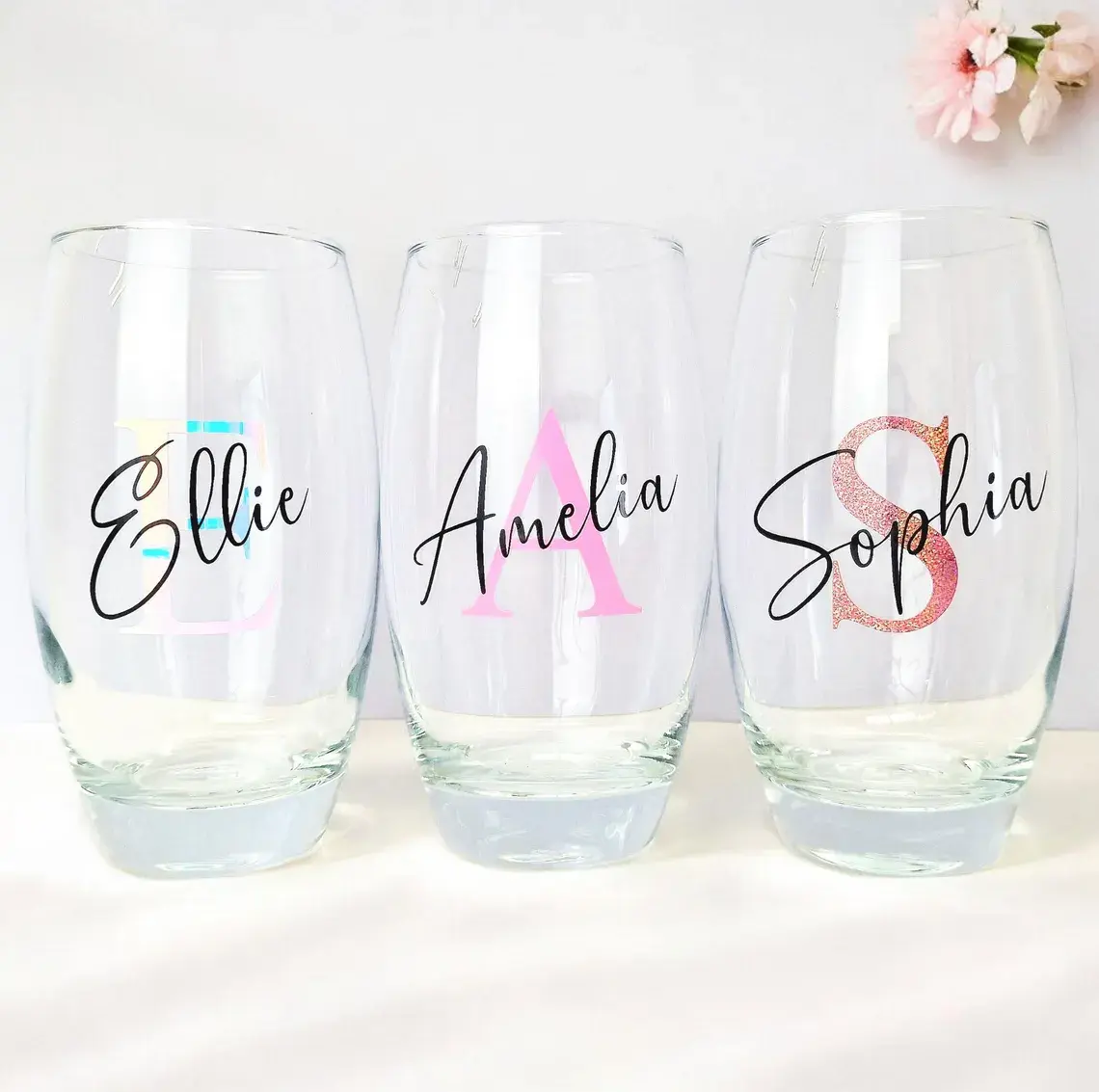 Personalised Hiball Glass Tumbler Initial Name Birthday Christmas Secret Santa
