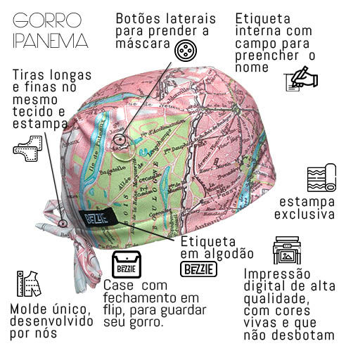 Miniatura: A Paris que amo - Gorro Cirúrgico Ipanema Coleção "Wanderlust"