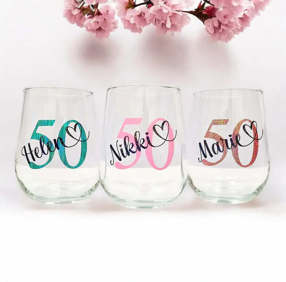 Thumbnail: Personalised 50th Birthday Glass Tumbler Gifts For Mum Best Friend Nanny