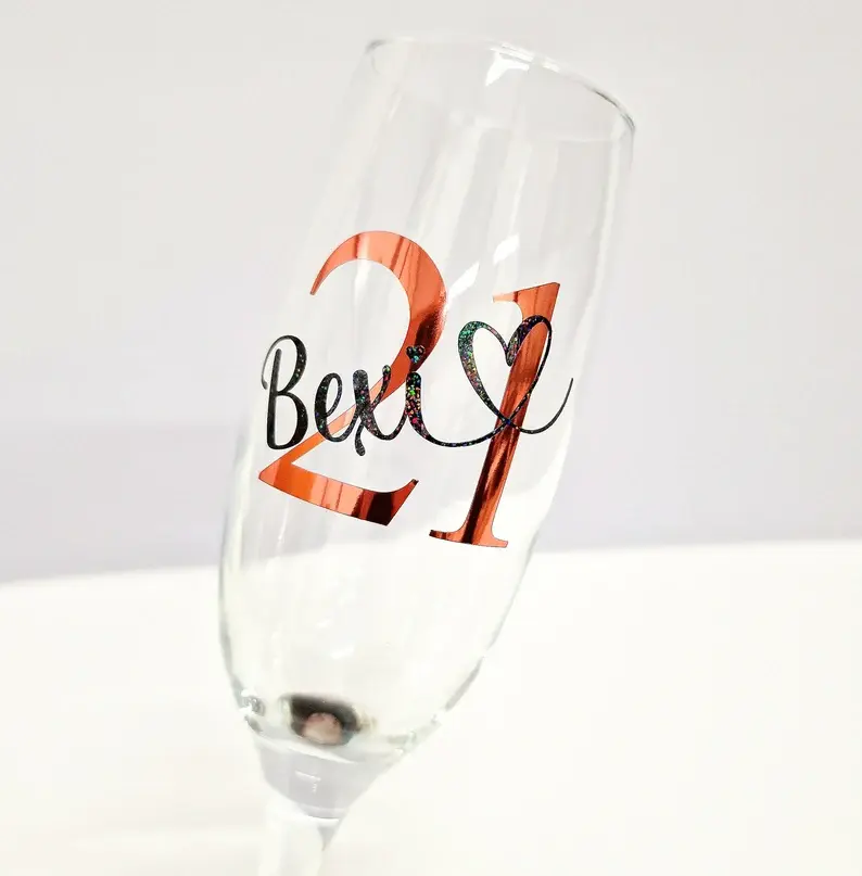 Thumbnail: Personalised 21st Birthday Prosecco Champagne Flute Glass, Gift For Her Girl
