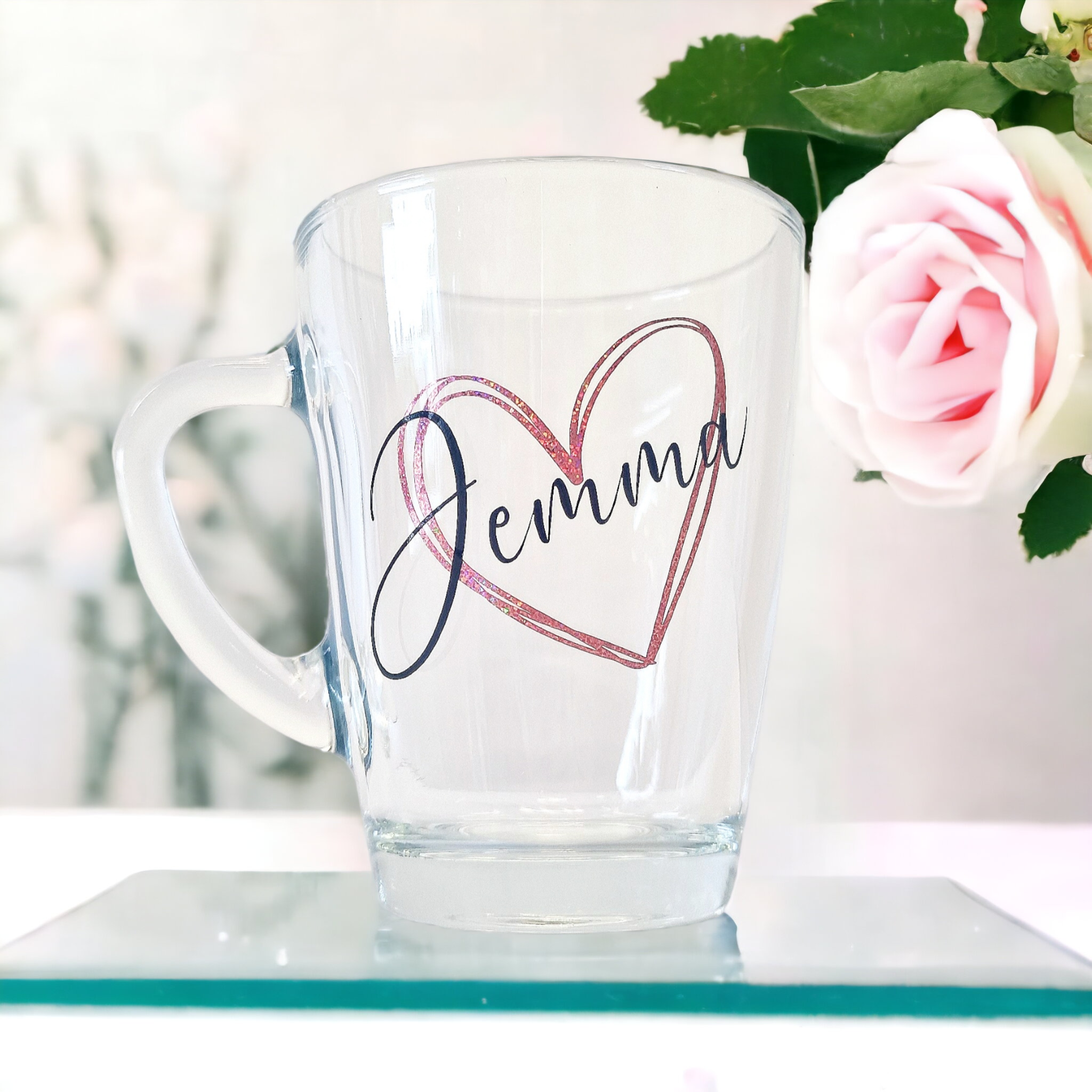 Personalised Glass Cup Gift Coffee Tea Cup Christmas Secret Santa Birthday Gifts