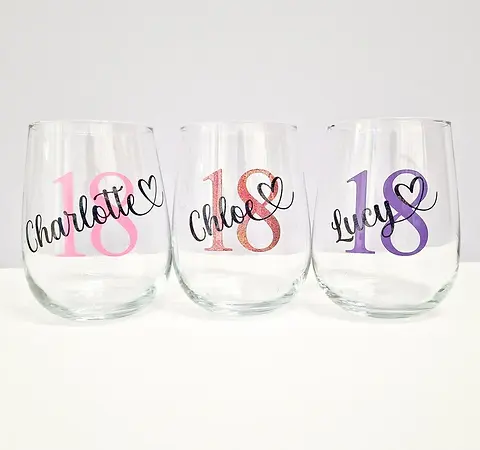 Personalised 18th Birthday Stemless Wine Glass Tumbler Gift Girl Daughter  Bestie | PersonalisedGiftCove