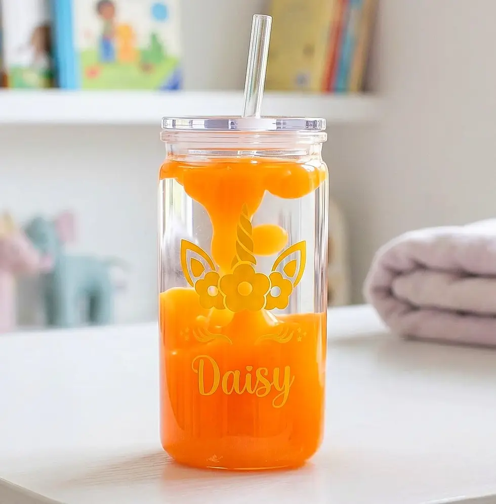 Thumbnail: Personalised Unicorn Lava Tumbler, Custom Water Drinking Jar with Straw,