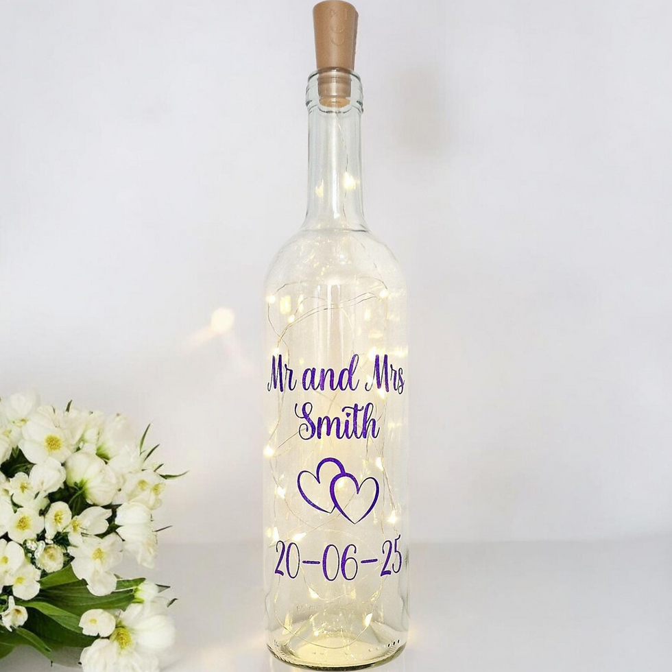 Thumbnail: Personalised Wedding Gift For The Couple Light Up Bottle, Bride And Groom
