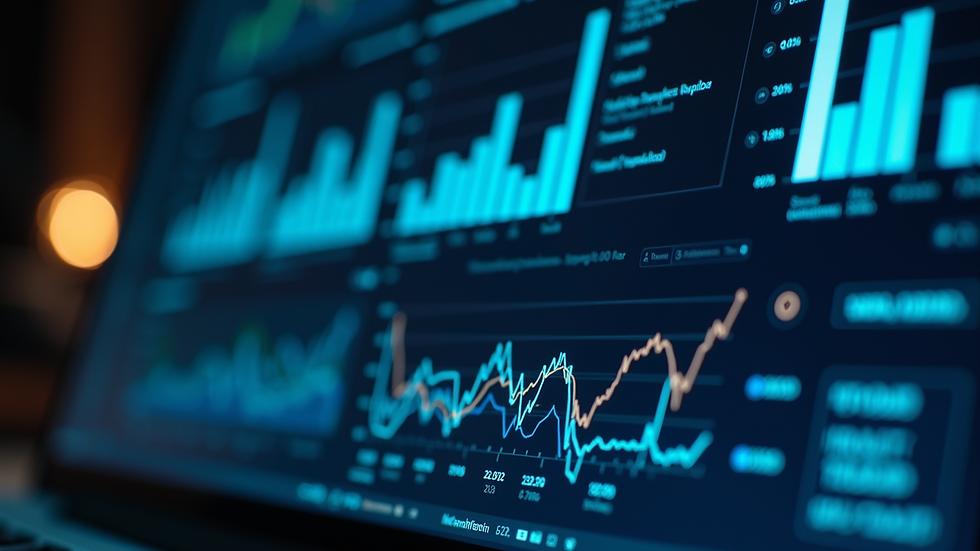 Close-up view of a digital dashboard displaying business analytics