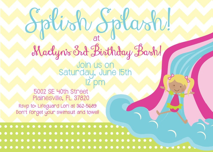 Splish Splash water themed invitatio
